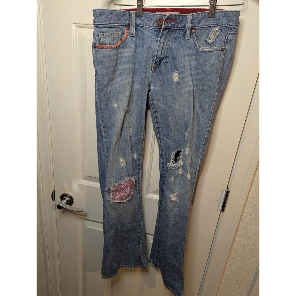 Old Navy Ultra Low Waist Boot-Cut Stretch Jeans Women's Size 6 Distressed